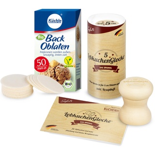 Lebkuchenglocke | Das Original | Lebkuchenformer Starter-Set 5 cm | inkl. Oblaten | idealer Helfer zum Backen von perfekten Lebkuchen, Makronen und Plätzchen