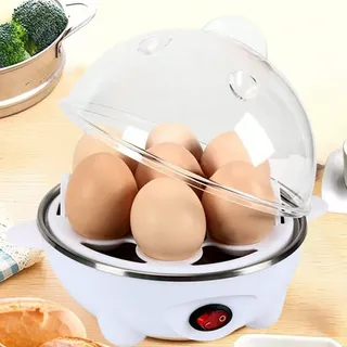 Eierkocher, 350W, 156*156*140mm, Edelstahl Mini Dampfgarer, für 1-7 Eier, mit Multifunktion - Weiß