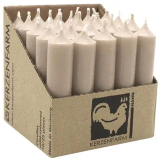 Kerzenfarm Hahn Stabkerzen aus Paraffin, 100/22 mm, Taupe, KERZENFARM HAHN, Brenndauer ca. 4h, 25 Stück pro Verpackung