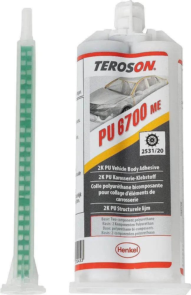 Karosseriereparatur-Klebstoff mittelfest (2K-Polyurethan) TEROSON PU 6700 ME, 50ml Doppelkartusche