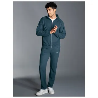 TRIGEMA Jogginganzug TRIGEMA "TRIGEMA Freizeitanzug-Set" Gr. XXXL, blau (jeans, melange), Herren, 100% Baumwolle, Sportanzüge