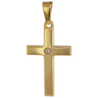 trendor 75448 Kreuz-Anhänger mit Zirkonia 19 mm Gold 585 / 14K