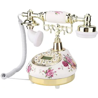 Vintage-Telefon, Keramik-Retro-Festnetztelefone für zu Hause, Klassisches Europäisches Retro-Festnetztelefon, mit FSK/DTMF/Anrufer-ID-Funktion, Home-Schlafzimmer-Vintage-Dekor