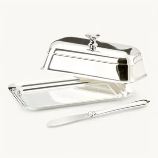 Edzard Butterdose Mary 8x13 cm, Silberglanz, mit Buttermesser