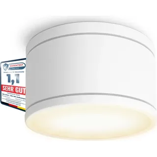 SSC-LUXon CELI-WX Aufbauspot IP44 flach für Außen & Bad mit GX53 LED wechselbar 3W warmweiß - Aufbaustrahler rund weiß 230V