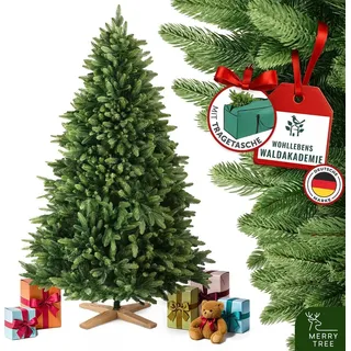merry tree künstlicher Weihnachtsbaum 180cm großer Weihnachtsbaum Spritzguss naturgetreue PE-Nadeln inkl. edlem Holzfuß Stamm