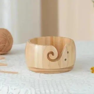 TEMU-SC Yarn bowl, Garnschüssel, Wollhalter, Wollschale garnschale für Strick- und Häkelprojekte, Garnschale für wolle(ohne Deckel)(Bambus)(15 * 8cm)