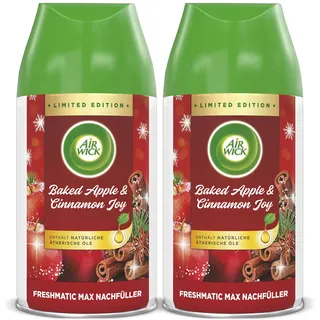 Airwick Lufterfrischer Freshmatic Max, Duo, 2x 250ml, Nachfüller, Doppelpack, Baked Apple Cinnamon Joy Nachfüllpack (2x250 ml)