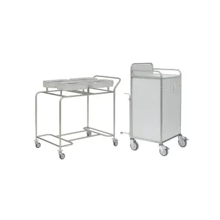 novocal Stationswagen SW 700 inkl. Hohem Frischwäscheschrank SW701K – NW44 , Kombination Vierfachsammler + 1 Schublade