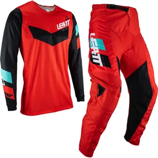 Leatt 3.5 Ride 2023 Motocross Jersey und Hose Set, schwarz-rot, Größe XS für Männer