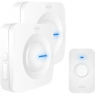 ELRO DB3000 Funk Türklingel Set Tragbare Empfänger mit Batterie-Wasserdicht, 300m Reichweite, 64 Melodien-Weiß