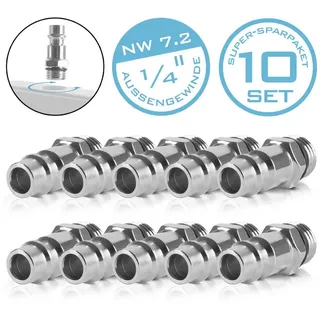STAHLWERK 10er Set Druckluft-Schnellkupplung Stecknippel NW 7.2 Zoll