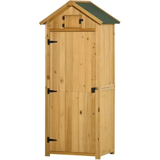 Outsunny Gartenschrank Geräteschuppen mit Fachböden Asphaltdach Holz Gelb,