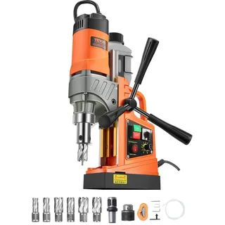 Vevor Magnetbohrmaschine 1450 W Motor, 2 Zoll Bohrdurchmesser, 2878 lbf tragbare elektrische Magnetbohrmaschine, mit 6 Kernbohrern, Bohrmaschine für Metalloberflächen, Heimwerkerbereich