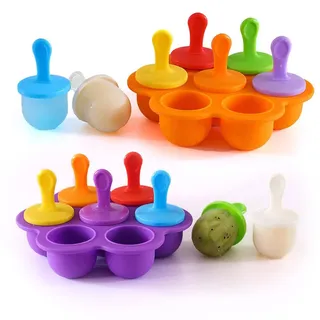 Eis am Stiel Formen,Eisformen Silikon,2 Stück Eisform Popsicle mit Kunststoffstäbchen,Eisformen Kinder,Kleine Eisbehälter,Eis Formen für Stieleis,Stieleisformer(Lila und orange)