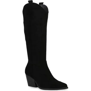 VAN HILL Damen Cowboystiefel in Schwarz Velours - Schwarz
