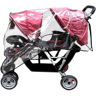 Kinderwagen Regenschutz Universal Zwillingskinderwagen Regenschutz Wasserdicht Regenbedeckung Transparent Geschwisterwagen Buggy Winddicht Regenhaube Große Regenverdeck Staubschutz