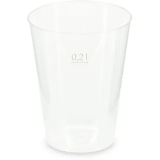 Mehrwegbecher Pfandbecher transparent stabil+ PP 0,2L Eichstrich O 76mm, 25 Stk.