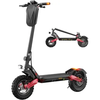 iScooter E Scooter mit Straßenzulassung, 80-100 KM Reichweite, 48V 15Ah, 10 Zoll Offroad Luftreifen, ABE Elektroroller mit Doppelter Stoßdämpfung, Faltbarer E Roller Offroad Belastung bis 150 KG, LED, App