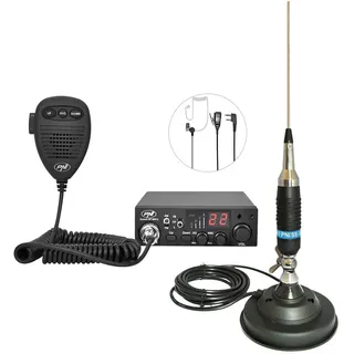 CB-Funkkit CB PNI Escort HP 8001L ASQ + CB-Antenne PNI S9, Zigarettenanzünderstecker und Kopfhörer HS81L im Lieferumfang enthalten