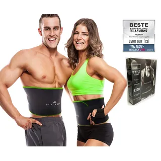 BLACKROX Trimm Your Waist Fitnessgürtel Vergleichssieger Damen & Herren,Schwitzgürtel zur Fettverbrennung, Premium Fitness Gürtel Verstellbarer Sauna Bauchweggürtel zum Abnehmen (Grün, M) - M