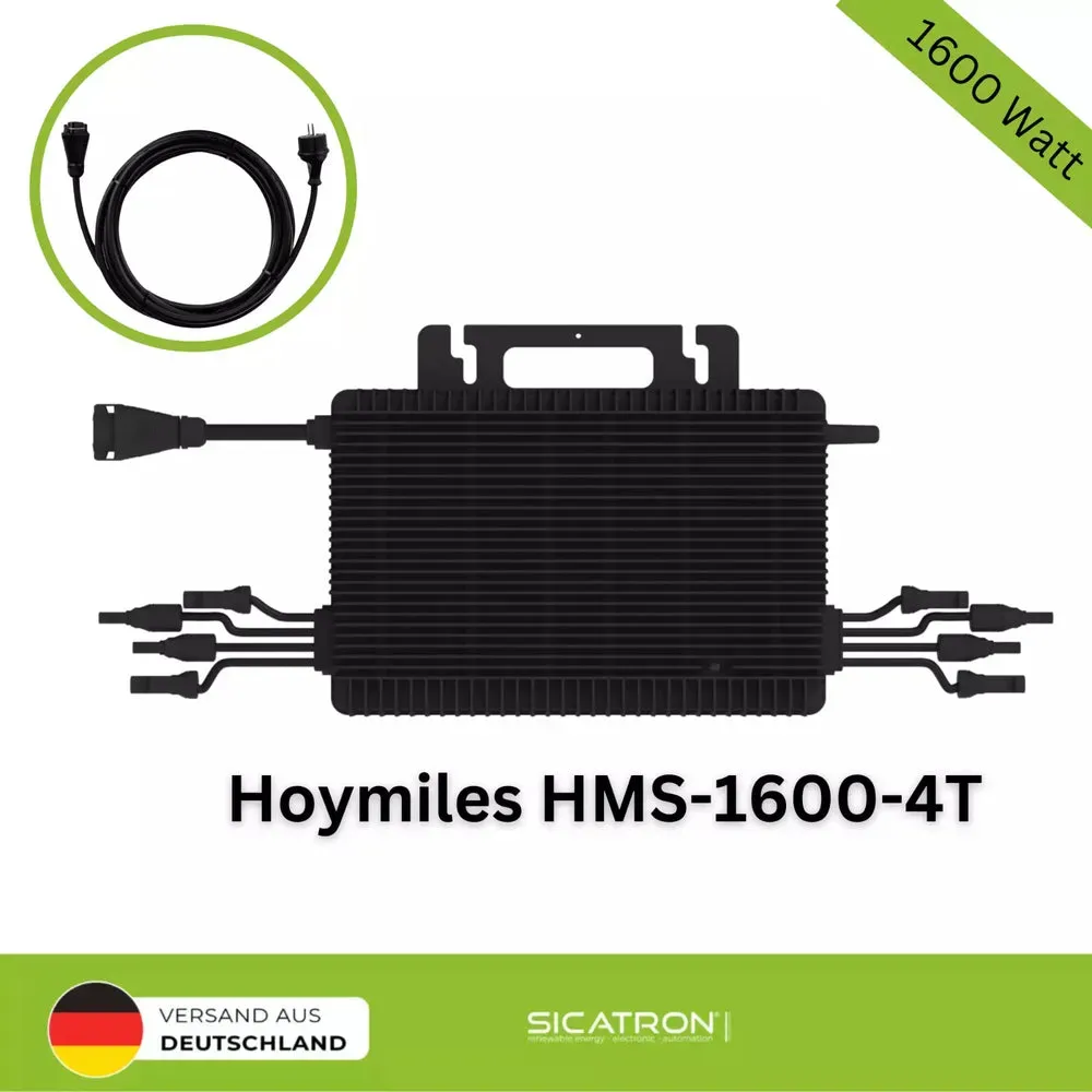 Hoymiles HMS-1600-4T(drosselbar) Solar Mikrowechselrichter 4x MPPT Tracker Balkonkraftwerk - Mit 15 Meter BC05 Kabel / mit Hoymiles DTU 34€