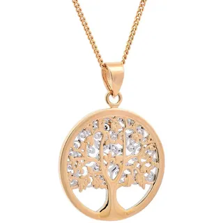 HOPLO Kettenanhänger Anhänger Lebensbaum mit 1,1 mm Goldkette 45 cm 585-14 Karat Gold, Made in Germany 45 cm Damengröße