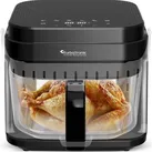TurboTronic Heißluftfritteuse 5,5 L Glas Airfryer – Digitale Heißluft Fritteuse 40–200 °C 8 Programme Touch-Display Fettarm Air Fryer Heiß