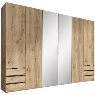 Level 300 x 216 x 58 cm Plankeneiche Nachbildung mit Spiegeltüren und Schubladen