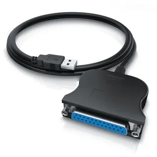 CSL USB auf Parallel Adapter LPT 25pol., Druckerkabel Adapterkabel, Plug and Play, schwarz