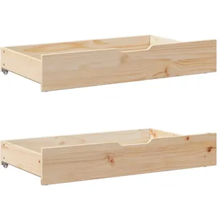 vidaXL Bettschubladen mit Rollen, 2 Stk. 90x55x17 cm Massivholz Kiefer