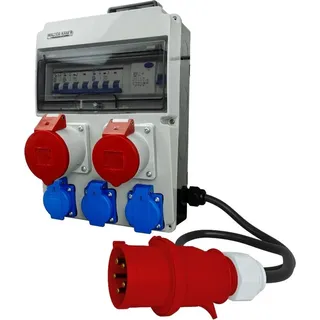 WALTER-KRAFT Baustromverteiler mit Kabel und Griff 32A 16A 3x230 Bals Steckdosen