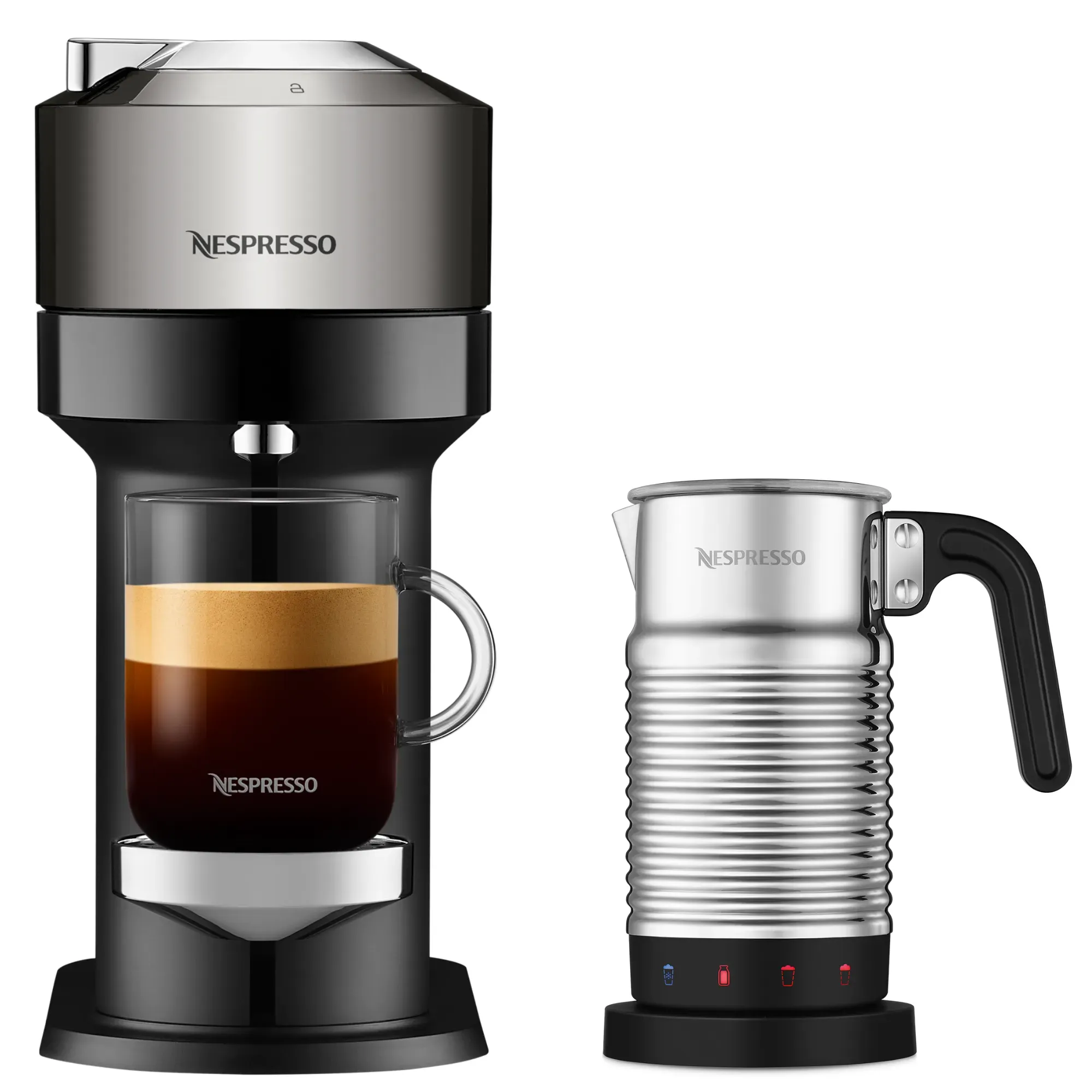 Nespresso Vertuo Next Deluxe Dark Chrome & Aeroccino4 Vertuo Kaffeemaschine