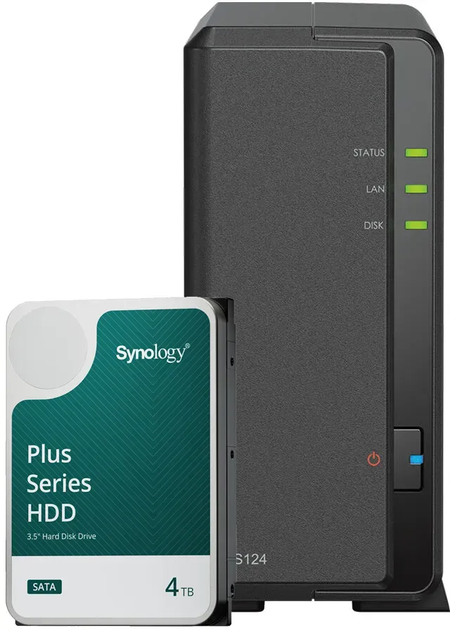 Synology DS124 4TB Plus HDD NAS-Bundle NAS inkl. 1x 4TB Synology Plus HDD 3.5 Zoll SATA