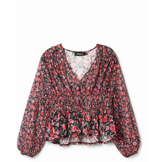 Plumeti-Bluse Blumen, BLACK, S