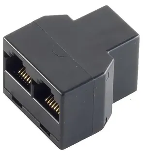 1aTTack.de 1x - RJ12 Kupplung auf 2x RJ12 Kupplung Adapter Vergoldete Kontakte Kunststoff Stecker Vergossen Geschirmt Schwarz