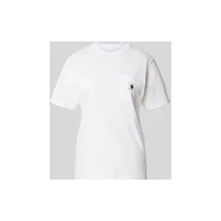 T-Shirt mit Brusttasche und Label-Detail, Weiss, S