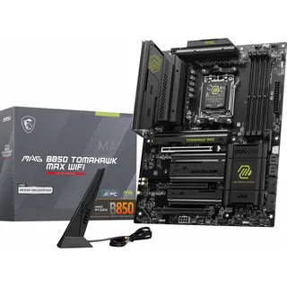 MSI MAG B850 TOMAHAWK MAX WIFI Motherboard, ATX - Unterstützt AMD Ryzen 9000/8000/7000 Prozessoren, AM5-80A SPS VRM, DDR5 Memory Boost 8400+ MT/s (OC), PCIe 5.0 x16, M.2 Gen5, Wi-Fi 7, 5G LAN
