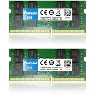 Wlizedle 16GB Kit(2x8GB) DDR4 RAM Laptop Memory 3200MHz CL22 SODIMM, Notebook Arbeitsspeicher PC4-25600 260-Pin 1,2V Non-ECC Pc Speicher Upgrade für Ultrabook, Grün