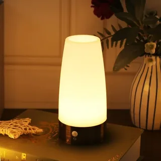 Tischlampe, Retro-led-nachtlicht, Nachttischlampe Mit Kabellosem Pir-bewegungssensor, Betrieb Mit 3 Aaa-batterien