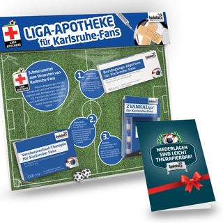 Geschenk-Set: Die Liga-Apotheke für KSC-Fans | 3X süße Schmerzmittel für Karlsruhe Fans | Die besten Fanartikel der Liga, Besser als Trikot, Home Away, Saison 18/19 Jersey