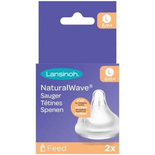 Lansinoh NaturalWave Sauger, Gr. L - schneller Milchfluss, 2 Stück (1er Pack)