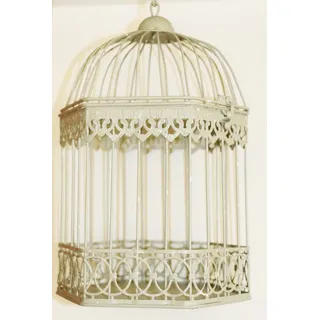 30x14cm Deko-Vogelkäfig eckig Kolonialstil Nostalgie Deko Käfig Vogelbauer Hänger grau Shabby Chic Vintage