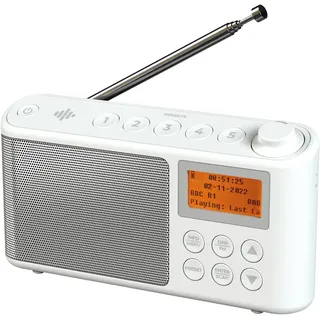DAB/DAB Plus/FM Radio, Klein Digitalradio Tragbares Batteriebetrieben, Mini Radio Digital Akku & Netzbetrieb Kofferradio, USB-Ladekabel (Weiß)