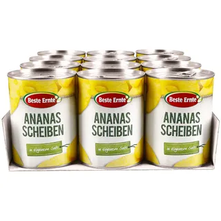Beste Ernte Ananas in Scheiben 340 g Abtropfgewicht, 12er Pack