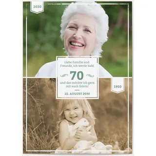 Einladungen zum 70. Geburtstag Türkis online gestalten und bestellen - Früher und Heute | Wunderkarten.de