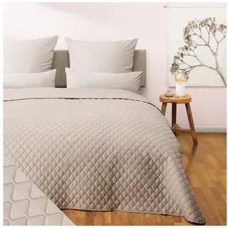 Blumtal Tagesdecke 220x240 cm - Oeko-TEX zertifizierter Bettüberwurf 220x240 cm - als Tagesdecke 140x200 / Tagesdecke 160x200 / Tagesdecke 180x200 (Bettgröße) - Überwurf Sofa - Beige