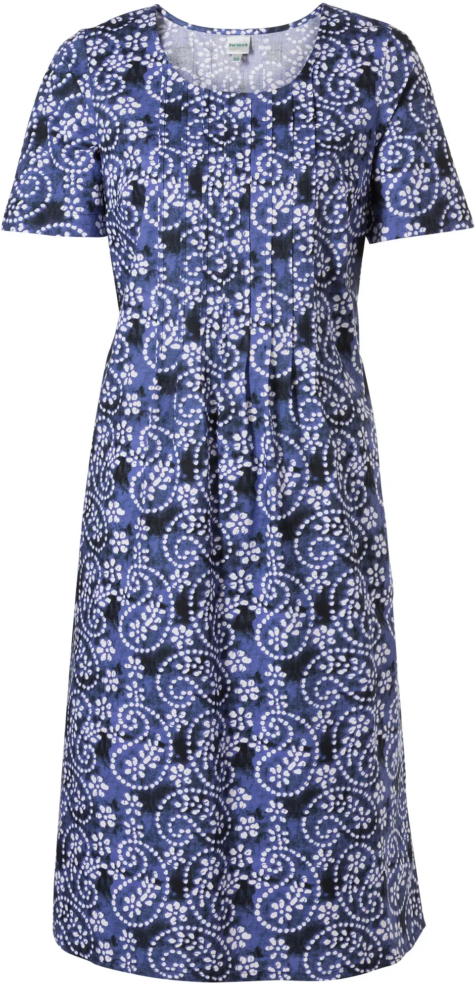 Baumwoll-Mix-Kleid, Druck blau, 40