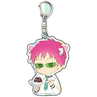 acsewater The Disastrous Life of Saiki K Keychain Cute Kusuo Saiki Acrylic Key Chain Saiki Keyring Decoration Cosplay Double Layer Acrylic Clear Durable Accessories For Anime Fans - M