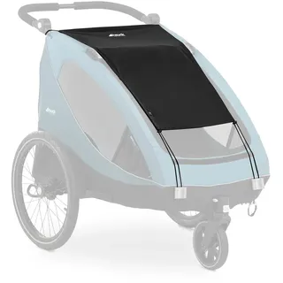 hauck Sonnensegel für Fahrradanhänger Dryk Duo, Sonnenschutz UV-Schutz UPF 50+, Einfache Befestigung, Höhenverstellbar (Schwarz)